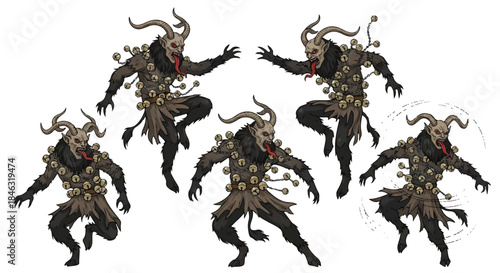Krampus sprite sheet in different poses for animation.