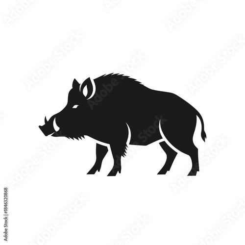Silhouette of a Wild Boar Strong and Majestic Animal.