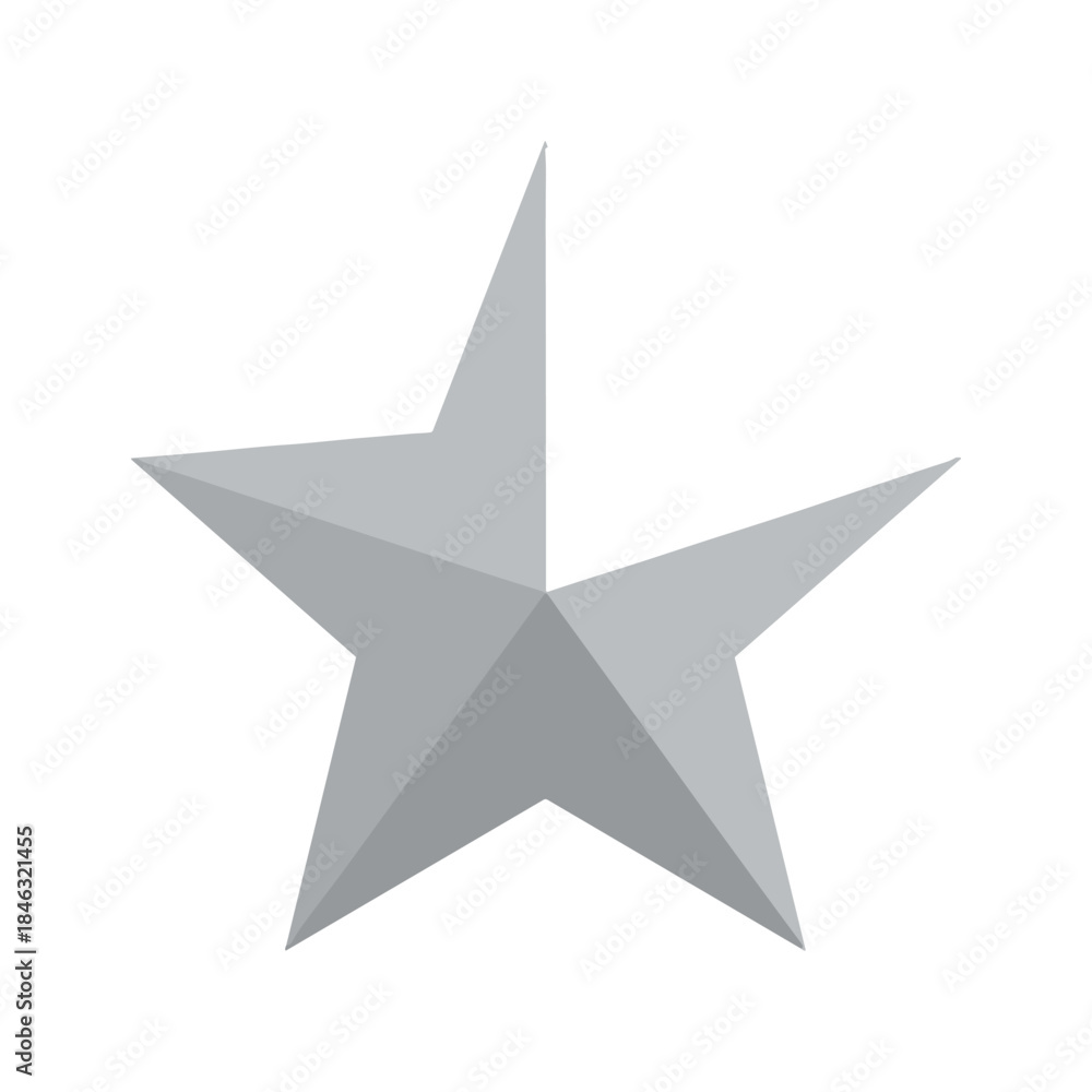 Obraz premium Grey 3D star icon on white background