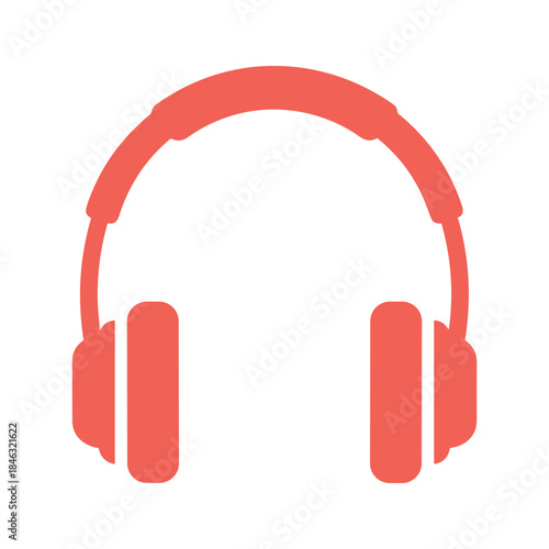 Red headphones icon on white background