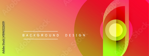Gradient background features overlapping circles. Yellow transitions to orange, then red. Text reads background design. Modern, vibrant aesthetic.
