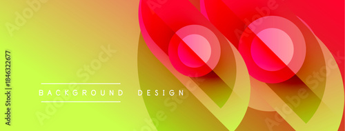 Abstract vibrant design features flowing shapes, gradients. Yellow transitions to red, creating dynamic visual effect. Modern background texture.