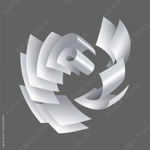 Falling paper sheets. Set of flying curved leaves of paper. Vector loose soar of notes with curled edges. Fly scattered notes, empty chaotic paperwork