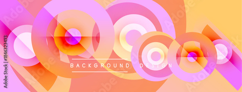 Abstract colorful circles create dynamic background. Gradient shades blend, forming modern visual texture. Design feels energetic, vibrant.