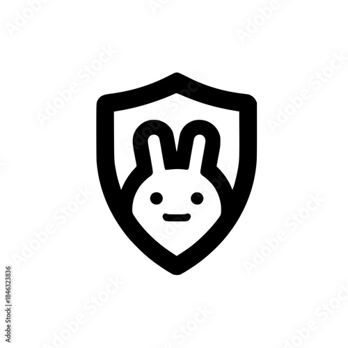 Shield emblem with rabbit icon vector illustration symbolizing defense strength bravery and protective spirit