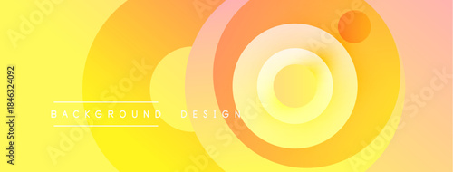 Abstract gradient circles create vibrant background. Warm colors blend, forming concentric shapes. Text reads background design.