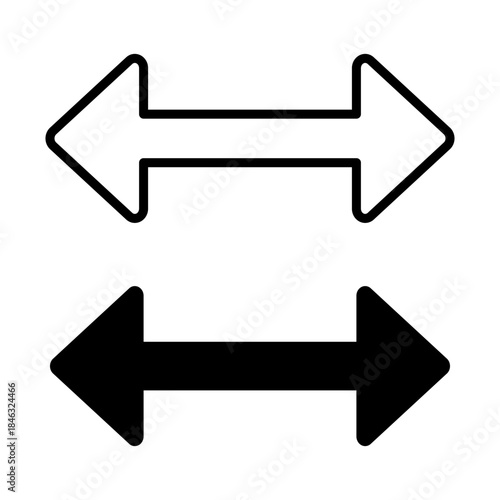 Arrow icon pointing left and right on white background.