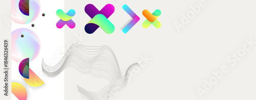 Abstract background with a dancing cloud, white color, futuristic elements, banner, geometric, and various gradients. Background for a presentation or web page