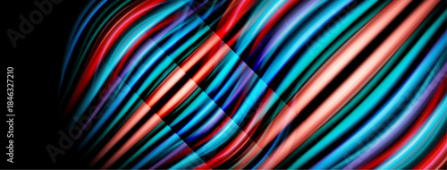 Colorful wavy lines create abstract pattern. Bright hues blend, forming dynamic visual texture. Modern design element.