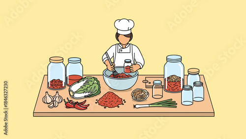 Chef Preparing Food in Kitchen Bowl.