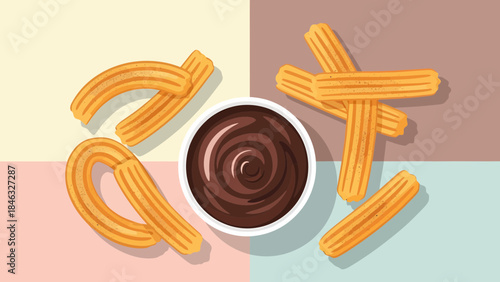 Chocolate Sauce and Pretzel Sticks Arrangement.