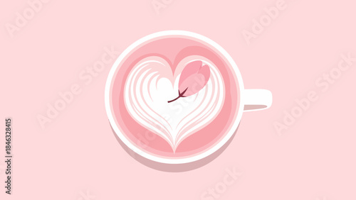 Heart Shaped Coffee in White Cup.