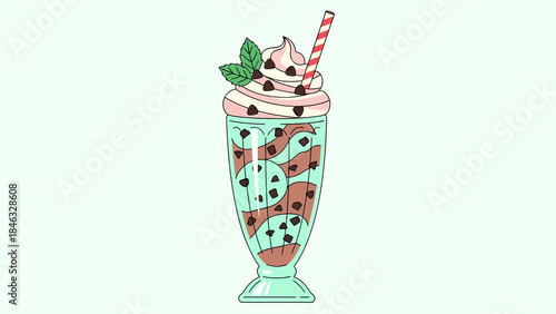 Mint Chocolate Chip Milkshake with Whipped Cream.