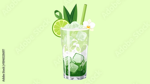 Refreshing Mojito Cocktail with Lime and Mint.