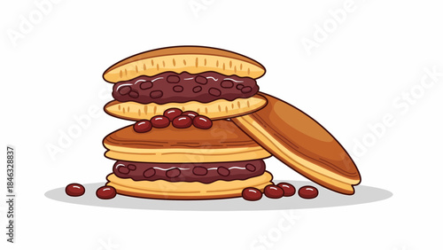 Stack of Pancakes with Chocolate Filling.