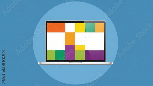 Colorful laptop screen display