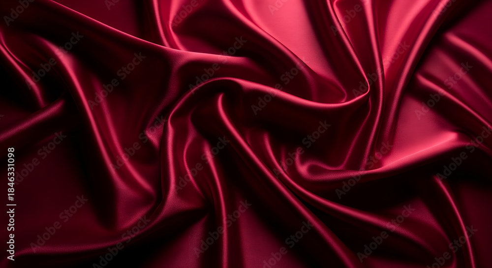 Fototapeta premium Red Silk Fabric Drape Texture Background