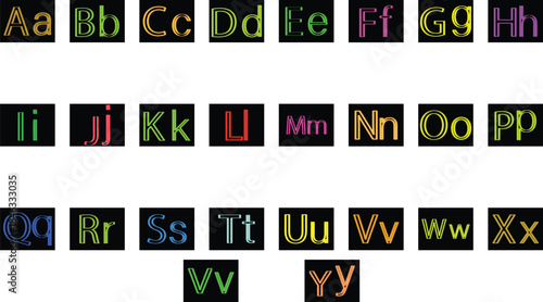 Colorful Alphabet Typography Grid Font Design Uppercase and Lowercase Letters Creative Modern Style