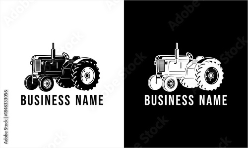 Vintage Tractor Logo Design for Agricultural Business Branding.