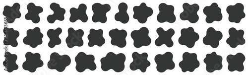 Blob shape organic, vector illustration set. liquid shadows random shapes. Abstract black fluid shapes. Blotch shapes flat style
