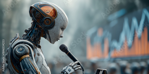 Humanoid robot speech or seminar ai generated
