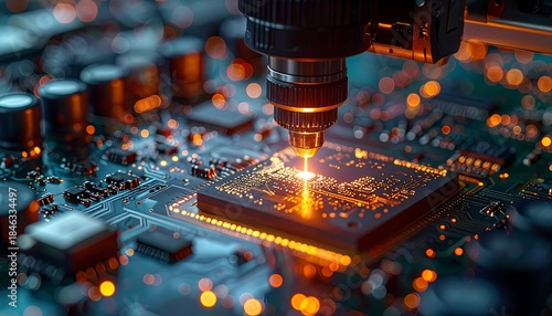 Wallpaper Mural Close-up of a laser cutting a microchip, futuristic technology Torontodigital.ca