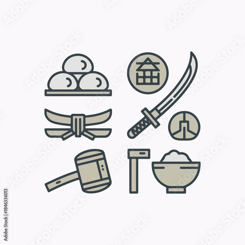 Safari Duo-Tone Icon Set – Hatsumode Traditions: Shrines, Ema & Omikuji