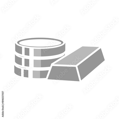 Stack of coins and gold bar