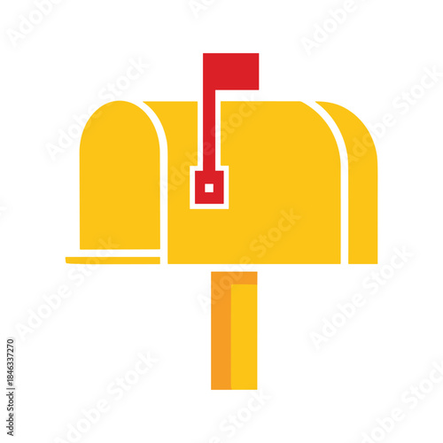 Yellow Mailbox with Red Flag