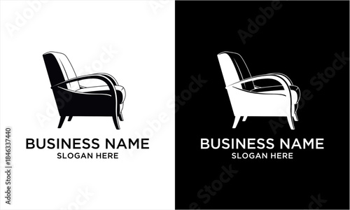 Elegant Armchair Silhouette Logo Design for Business Branding.
