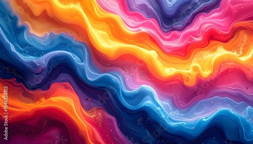Abstract flowing waves in vibrant, swirling colors resembling liquid paint