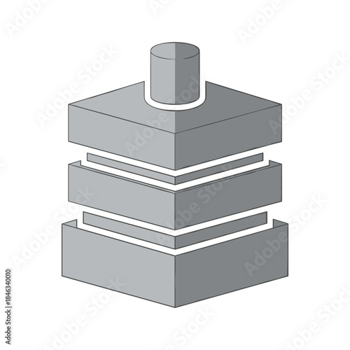 3D illustration of stacked gray blocks