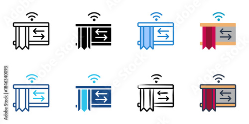 smart curtain icons set multiple style vector collection. 
