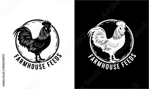 Rooster Farmhouse Feeds Logo Design.