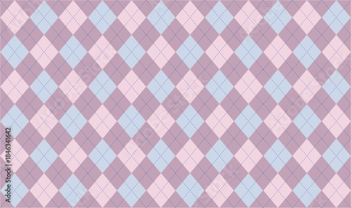 フェミニンでエレガントなピンクと水色のアーガイルチェックパターン背景素材 - ファッション・アパレル向けベクター素材
