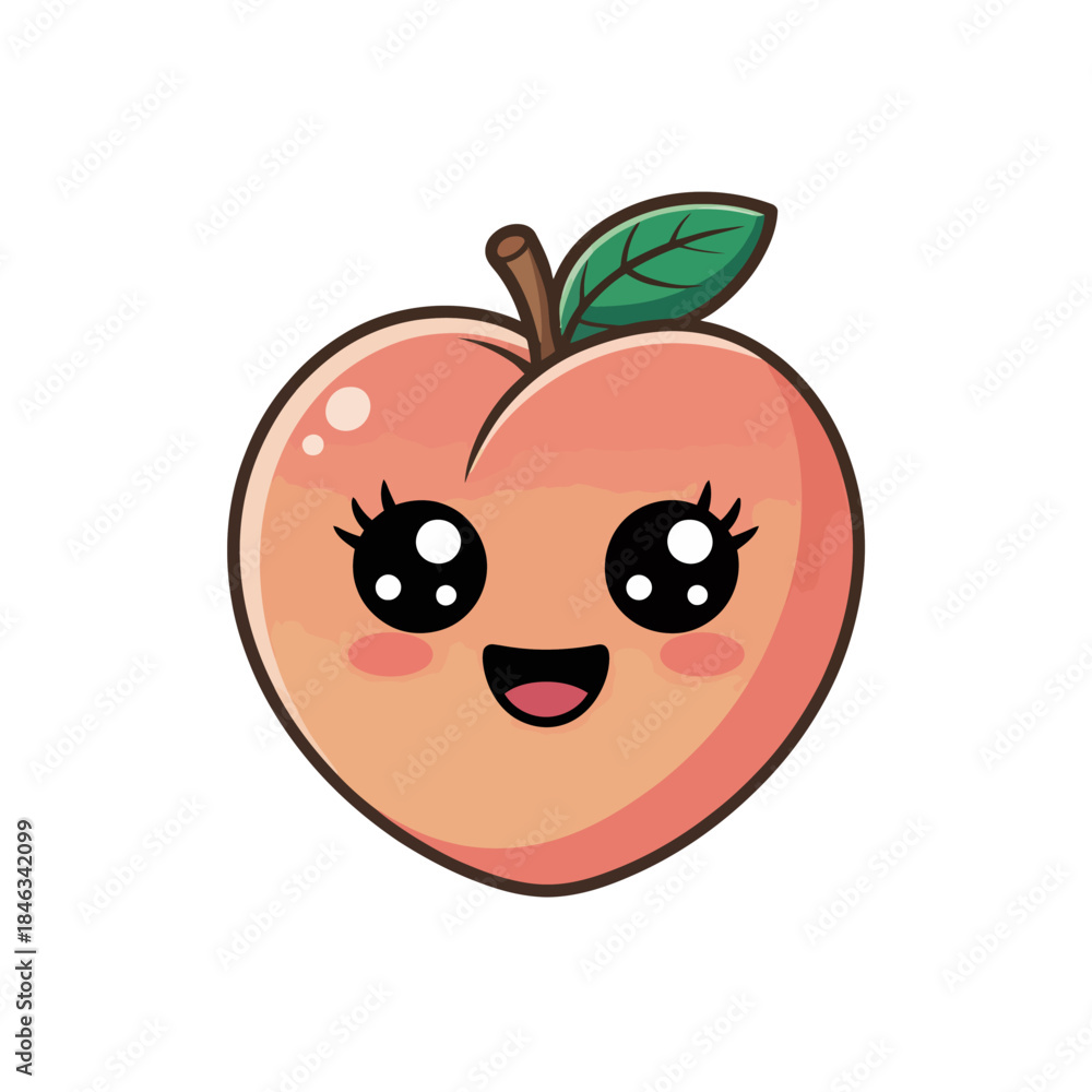 Obraz premium A cheerful peach with big, expressive eyes and a friendly smile .