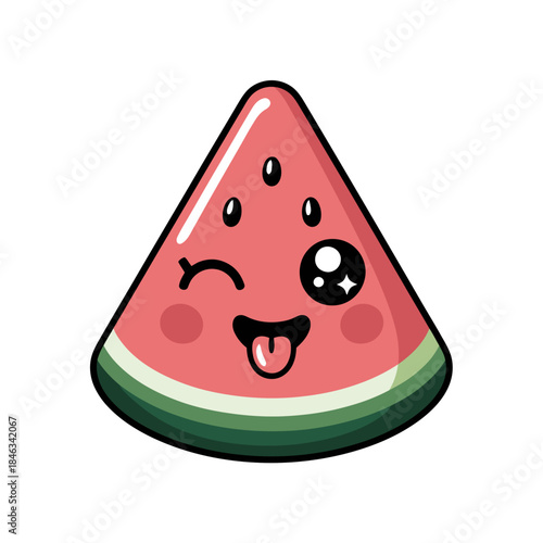 A cute, cartoonish watermelon slice with an animated expression.