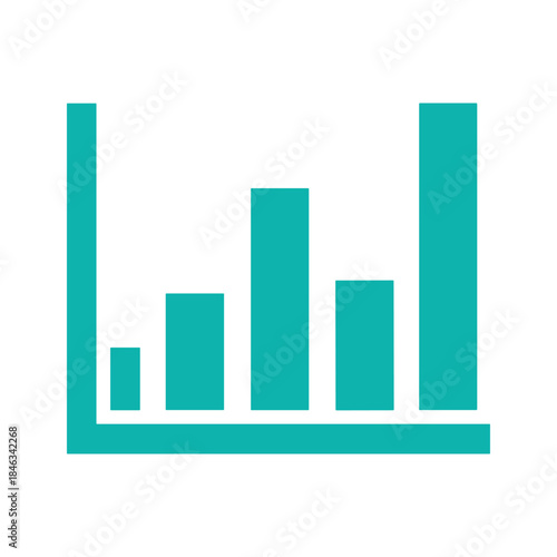 Bar graph icon in teal color