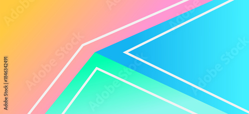 Colorful flat design for summer concept background with white lines.