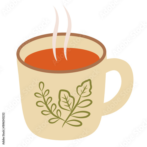 Relaxing Tea Cup in Flat Hand-Drawn Style for Self Care