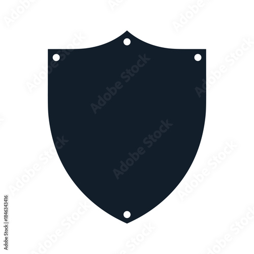 Black shield icon with metal rivets