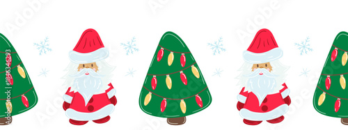 Christmas flat seamless border. New Year illustration