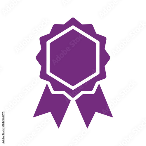 Purple rosette icon with ribbon