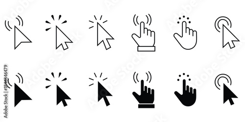 Computer mouse cursor and hand click icon vector. Pointer, navigation symbol. vector illustration.