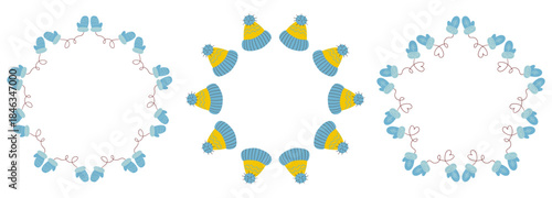 Christmas tree decorations. Round frame. Template for your creativity