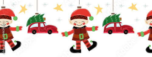 Christmas flat seamless border. New Year illustration