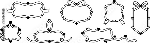 Collection of Decorative Ribbon Frames with Heart Accents for Design