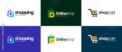 shop logo design vector template. shopping logo design collection