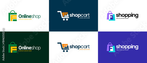 shop logo design vector template. shopping logo design collection