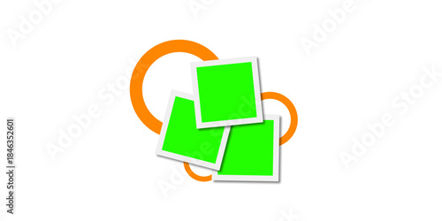 Three Instant Photo Frames Mockup with Green Screen Overlaying Target Icon Logo Isolated on White Background for Marketing and Branding